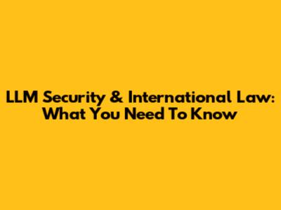 LLM Security & International Law: What You Need To Know