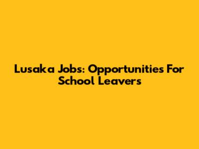 Lusaka Jobs: Opportunities For School Leavers