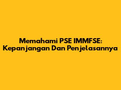 Memahami PSE IMMFSE: Kepanjangan Dan Penjelasannya