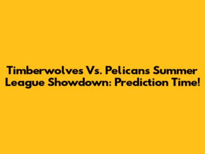 Timberwolves Vs. Pelicans Summer League Showdown: Prediction Time!